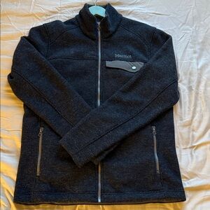 MARMOT  Men's Full-Zip Dark Charcoal Wool-Blend Sweater Jacket